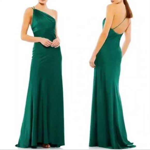 Mac Duggal IEENA One Shoulder Double Strap Satin Gown - Picture 1 of 6